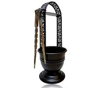 Bayli Réservoir à charbon + pince à charbon de 21,5 cm avec mandrin | Panier à charbon pour chicha | Noir mat - Hauteur [35 cm] | Panier à charbon avec pince | Accessoire pour chicha