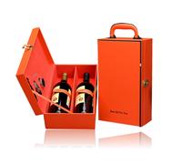 BAYLI Set Sommelier 3 Pièces Weinset Orange En Similicuir Pour 2 Bouteilles