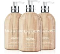 Baylis & Harding Elements Lot de 3 flacons de nettoyant pour les mains Bois d'Oud et bergamote, 500 ml - Convient aux végétaliens