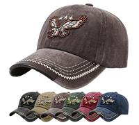 Baynetin Casquette de Baseball Aigle Broderie, Unisexe Réglable Bonnet Respirant Anti-UV Protection Solaire Distressed Trucker Hat Hip-hop Mode Snapback Sport pour Homme (Café)