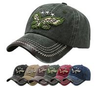 Baynetin Casquette de Baseball Aigle Broderie, Unisexe Réglable Bonnet Respirant Anti-UV Protection Solaire Distressed Trucker Hat Hip-hop Mode Snapback Sport pour Homme (Vert Armée)