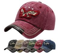 Baynetin Casquette de Baseball Aigle Broderie, Unisexe Réglable Bonnet Respirant Anti-UV Protection Solaire Distressed Trucker Hat Hip-hop Mode Snapback Sport pour Homme (Rouge)