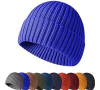 Baynetin Chapeau d'hiver Bonnet Unisexe Roulé Manchette Rétro Travailleur Marin Casquette,Bonnet de Trawler,Fisherman Beanie, Doux et léger Bonnet de Trawler Watch (Bleu Royal)