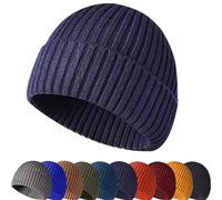Baynetin Chapeau d'hiver Bonnet Unisexe Roulé Manchette Rétro Travailleur Marin Casquette,Bonnet de Trawler,Fisherman Beanie, Doux et léger Bonnet de Trawler Watch (Marin)
