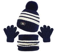 Baynetin Echarpe et Gants Bonnet Ensemble Trois Pièces, Enfant Tricoté Tour de Cou Chaud Bébé Gants Bonnet, Hiver Accessoires pour Fille Garçon 2-8 Ans Ski Activité de Plein Air