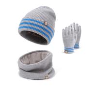 Baynetin Ensemble Hiver 3 Pièces pour Enfants | Bonnet Thermique + Cache-cou Polaire & Moufles Tactiles (4-10 ans) | Doublure Polaire Souple Anti-Vent, Taille Élastique pour Ski/Jeux de Neige
