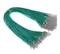 BAYNOPURIN Cordon Collier Lot de 50 cordons en cuir 1,5 mm couleurs mélangées avec fermoir, corde tressée réglable for la fabrication bijoux, collier et bracelet à faire soi-même(Green)