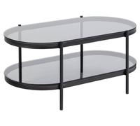 Bayonne table basse 1 tablette, verre enfumé.