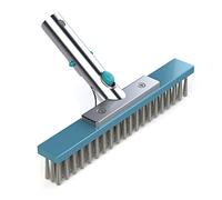 BAYROL Brosse de Nettoyage - 25 cm avec Poils en Acier Inoxydable - raccord en Aluminium - pour Les bassins en carrelage et en mosaïque - Compatible avec Toutes Les perches télescopiques Standard