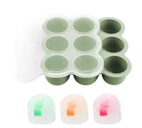 Bays de nourriture pour bébé - 7,4x7,4x1,77 pouces Rangement de congélateur en silicone avec couvercle pour une portionnement facile, fonction de verrouillage de fraîcheur, moule à glace cube pour les