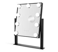 Bayt Miroir Coiffeuse Maquillage Hollywood 9 LED, Grossissant 10x, Noir | Éclairage réglable au toucher, lampes remplaçables, socle sur pied stable, 36 cm, chambre, salle de bain, idée cadeau