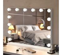 Bayt Miroir Coiffeuse Maquillage Hollywood LED, Grossissant 10x, Blanc | 3 couleurs de lumière, intensité tactile réglable, à poser ou mural, 50 x 40 cm, chambre, dressing, idée cadeau