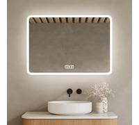 Bayt Miroir de Salle de Bain LED avec Éclairage 52x75cm - Miroir de Salle de Bain LED Dimmable à 3 Couleurs | Miroir Murale Illuminé Anti-Buée | Miroir Rectangulaire Moderne pour Salle de Bain
