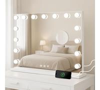 Bayt Miroir Hollywood Maquillage 80x60 - Éclairage Miroir LED Coiffeuse Bluetooth | Grand Miroir Lumineux Maquillage avec Miroir Grossissant x10 Intégré | Idéal pour Coiffeuse et Salle de Bain, Blanc