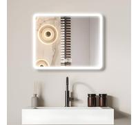 Bayt Miroir LED Salle de Bain Antibuée 58x46 cm - Grand Modèle Mural Lumineux 3 Modes | Éclairage Rectangulaire Maquillage, Rasage, Dressing, Miroir Coiffeuse Vanity Choc