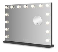 Bayt Miroir Maquillage Hollywood avec Éclairage 58x46 cm - Miroir LED Dimmable avec Grossissement 10x - Noir