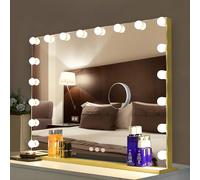 Bayt Miroir Maquillage Hollywood avec Éclairage 80x60 cm - Miroir LED Dimmable avec Grossissement 10x - Or