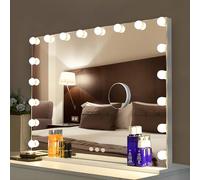 Bayt Miroir Maquillage Hollywood avec Éclairage 80x60 cm - Miroir LED Dimmable avec Grossissement 10x - Blanc
