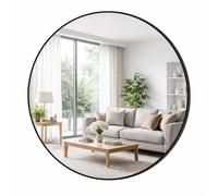 Bayt Miroir Mural Rond 50 cm - Miroir Salle de Bain & Entrée Noir Mat, Résistant à l'Humidité, Design Industriel, Kit de Fixation Inclus, Métal, Noir