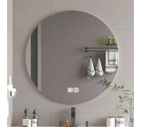 Bayt Miroir Mural Rond LED, Miroir Salle de Bain antibuée 60 cm, argenté | Éclairage intégré à intensité réglable, chauffage anticondensation, verre sans cadre 6000 K, maquillage et rasage