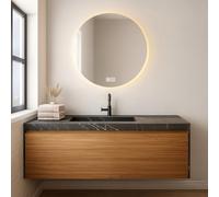 Bayt Miroir Rond de Salle de Bain - 60 cm - LED Dimmable avec 3 Modes d’Éclairage - Fonction Antibuée - Chauffant - Miroir Lumineux