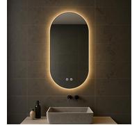 Bayt Miroir Salle de Bain LED Ovale 50 x 90 cm, Anti-buee, Eclairage Tactile, Blanc