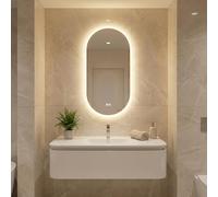 Bayt Miroir Salle de Bain LED Ovale 50x90 cm, Anti-buée, Tactile 2 Modes | Éclairage blanc froid et chaud, verre HD sans distorsion, montage mural, idéal maquillage, rasage, coiffeuse et entrée