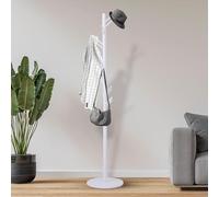Bayt Portemanteau en Bois, Portant sur Pied avec 8 Crochets Arrondis, Support Stable pour Manteaux, Sacs dans Chapeaux, Pied Rond, Idéal pour Entrée dans Couloir, 175 cm, Blanc