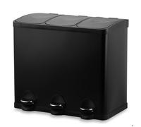 Bayt Poubelle Cuisine 60L 3x20L - Tri Sélectif - Corbeille à Pédale - 3 Compartiments - Inox Noir - Anti-Odeurs