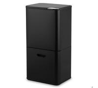 Bayt Poubelle Cuisine 60L Inox - Tri Sélectif 2 Bacs 27L+33L - Double Compartiment - Compacte - Noir