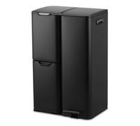 Bayt Poubelle Cuisine 60L - Poubelle à Pédale - Tri des Déchets 3 Compartiments - Inox - Noir
