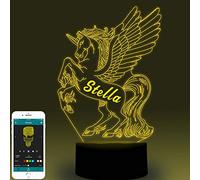 BAYTEC Veilleuse Licorne Personnalisable - Cadeau pour Fille - Lampe de Table pour Enfants, Fille, Garçon, Cadeau pour Anniversaire, Halloween, Noël, Nouvel An, Décoration d'Intérieur