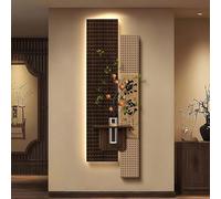 BAYTEWJX Art Mural 3D LED Décoration Murale 3D Moderne Sculptures Tableau Lumineux Sculpté Style Dynastie Song avec Vase en Verre pour Salon Entrée Couloir.(Dark Brown,40x120cm)