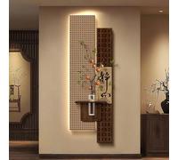 BAYTEWJX Art Mural 3D LED Décoration Murale 3D Moderne Sculptures Tableau Lumineux Sculpté Style Dynastie Song avec Vase en Verre pour Salon Entrée Couloir.(Light Brown,33x100cm)