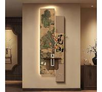 BAYTEWJX Art Mural 3D LED Décoration Murale 3D Moderne Sculptures Tableau Lumineux Sculpté Style Dynastie Song avec Vase en Verre pour Salon Entrée Couloir.(Green Light Brown,70x210cm)