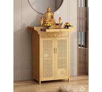 BAYTEWJX Bouddha Autel Étagère Sanctuaire Élégante Table D'offrande en Bois avec Tiroirs et Rangements pour Salons Bureaux et Temples.(Wood Color,100x40x101cm)