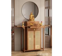 BAYTEWJX Bouddha Autel Étagère Sanctuaire Élégante Table D'offrande en Bois avec Tiroirs et Rangements pour Salons Bureaux et Temples.(Tea Wood,140x40x119cm)