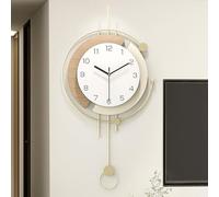 BAYTEWJX Grande Horloge Murale Décorative en Bois,Horloge à Balancier Élégante et Créative,avec Mouvement Silencieux,pour Salon.(46x96cm)