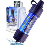 BAYTIZ ® Paille Filtrante de Survie + Gourde Souple - Purificateur d'Eau pour Randonnée Camping Bushcraft - Filtre à Eau de Poche, Materiel Militaire Accessoires Survivalisme Equipement Kit Voyage