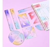 BAYTORY 12Pcs Règle transparente, règle incassable et colorée, jeu de géométrie transparent et léger, outil de mesure pour l'élève, pour l'école et le bureau (Couleurs Dégradées)