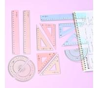 BAYTORY 12Pcs Règle transparente, règle incassable et colorée, jeu de géométrie transparent et léger, outil de mesure pour l'élève, pour l'école et le bureau (Couleurs Transparentes)