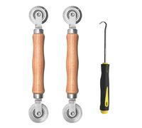 BAYTORY 3Pcs Screen Rolling Tool Kit Pour Installer la Fenêtre Des Ecrans De Maille de Porte, Outil de Rouleau de Cannelure d’ Ecran Avec Poignée en Bois et Roues de Roulement en Acier