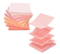 BAYTORY 640 Feuilles autocollantes en papier dégradé, notes autocollantes lignées, notes autocollantes colorées 3 x 3 pouces, bloc-notes pour la maison, le bureau et les fournitures scolaires (Rose)