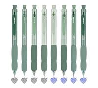 BAYTORY 8 Stylos Gel Effaçables Rétractables, Bleus et Noirs à Pointe Fine de 0,5 mm Avec Gomme Mignonne, Écriture Lisse à Séchage Rapide, Fournitures Pour Prise de Notes à l'école (Vert