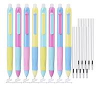 BAYTORY Lot de 18 stylos à encre gel rétractables effaçables, pointe fine de 0,5 mm, 4 stylos bleus et 4 stylos noirs et 10 recharges noires, stylo gomme mignon à séchage rapide, écriture lisse
