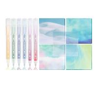 BAYTORY Lot de 200 feuilles de notes adhésives transparentes, 6 marqueurs colorés à double extrémité, 3 x 3 notes adhésives transparentes à paillettes, notes autocollantes imperméables, faciles à