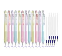 BAYTORY Lot de 22 stylos à encre gel effaçable à pointe fine et recharges, stylo à encre bleue rétractable de 0,5 mm, écriture lisse, confortable à utiliser pour les mots croisés (multicolore et 10