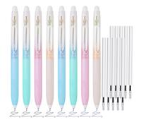 BAYTORY Lot de 4 stylos à encre gel rétractables effaçables, 4 stylos à encre bleue, 4 stylos noirs et 10 recharges noires, pointe fine 0,5 avec gommes, écriture lisse pour mots croisés (Morandi)