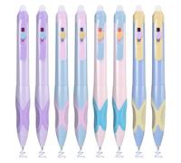 BAYTORY Lot de 8 stylos à encre gel effaçable à pointe fine de 0,5 mm avec prise en main confortable, pour faire disparaître les erreurs, écriture lisse pour prise de notes, planificateur (encre bleue