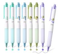 BAYTORY Lot de 8 stylos gel colorés, mignons, rétractables, pointe fine de 0,5 mm, écriture lisse, encre à séchage rapide, pour le dessin de journaling, marketing (série verte)